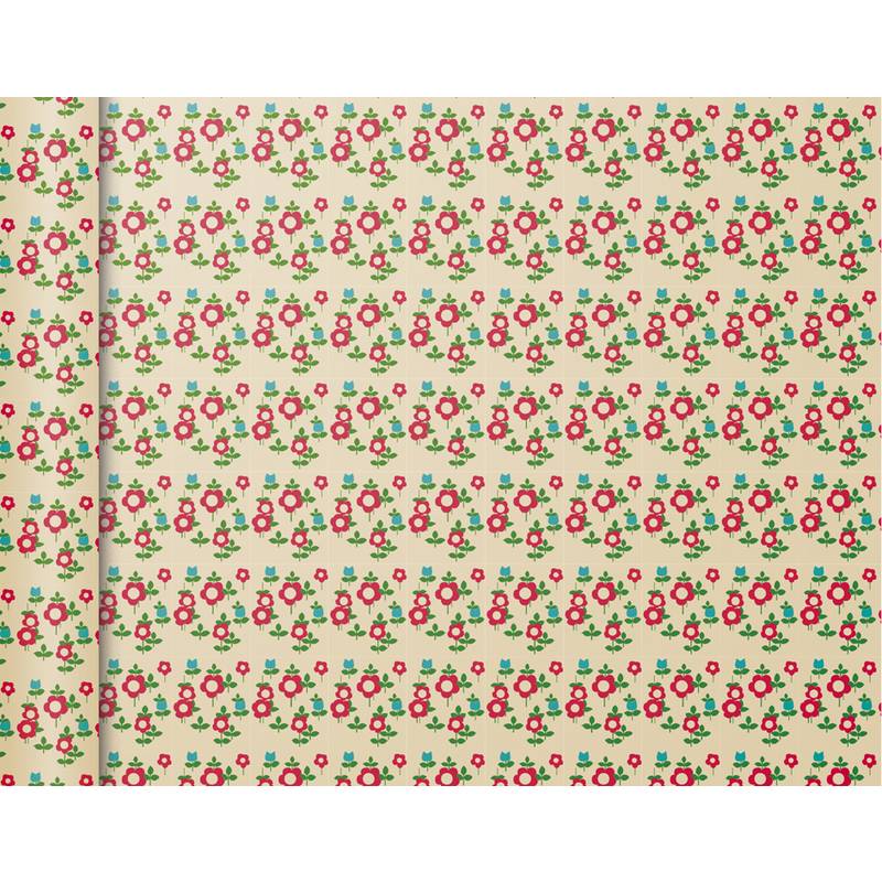 Clairefontaine Geschenkpapier "Tiny Rolls Blumen rot"