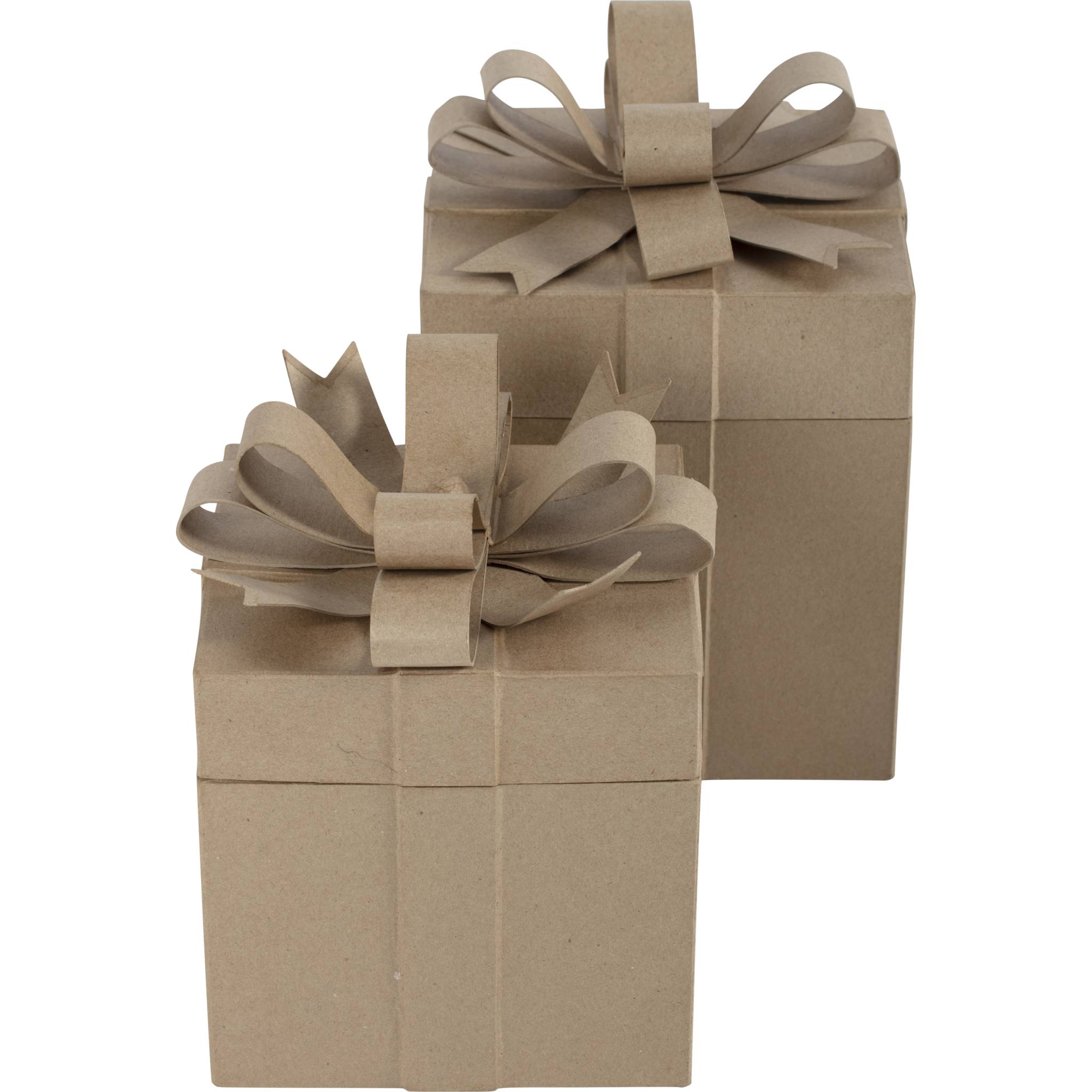 Décopatch Pappmaché Set mit 2 viereckigen Geschenkboxen - Kartonbraun BT080C