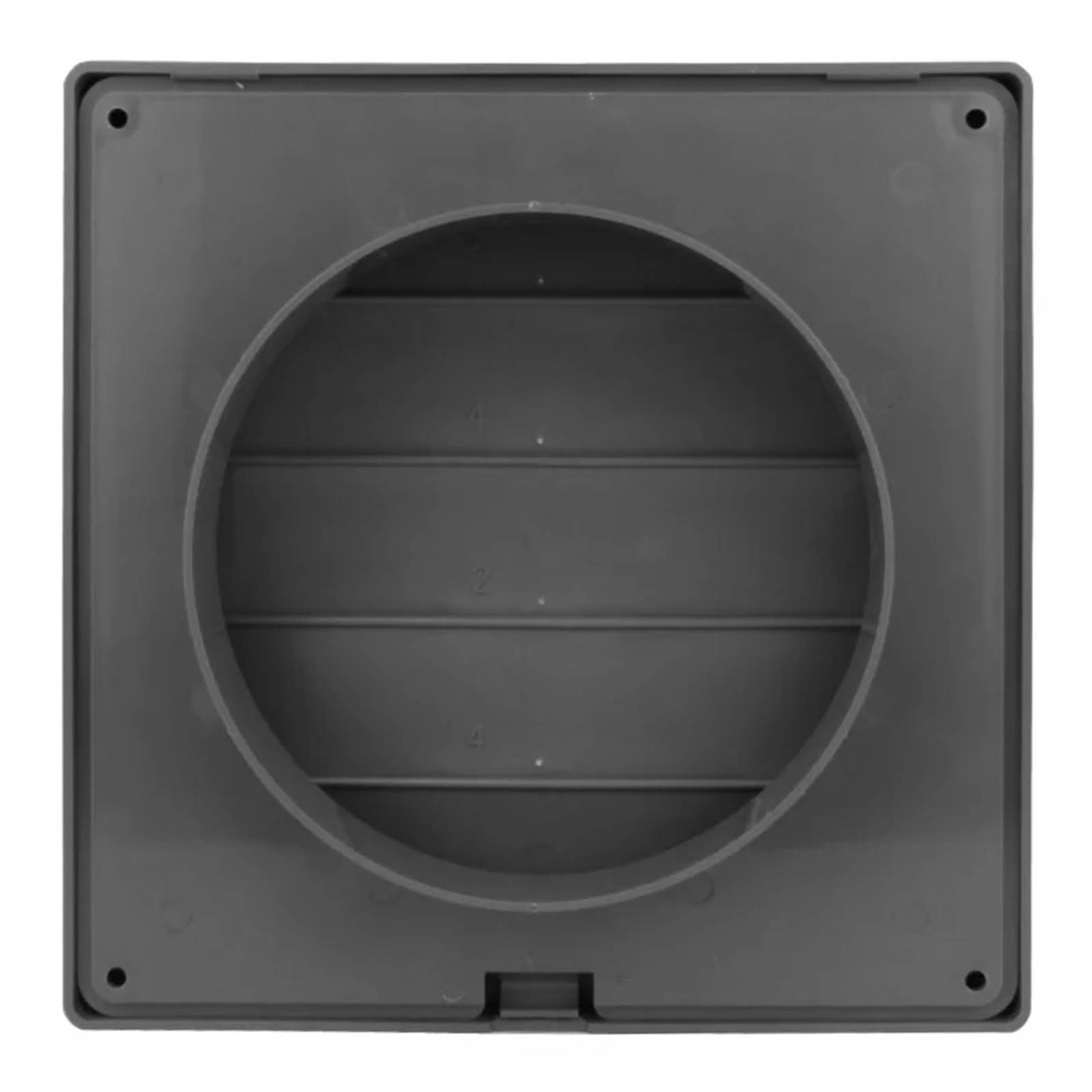 Lüftungsgitter Lamellengitter Wetterschutz Kunststoff Abluft 170 x 170 mm eckig Ø 100 mm grau