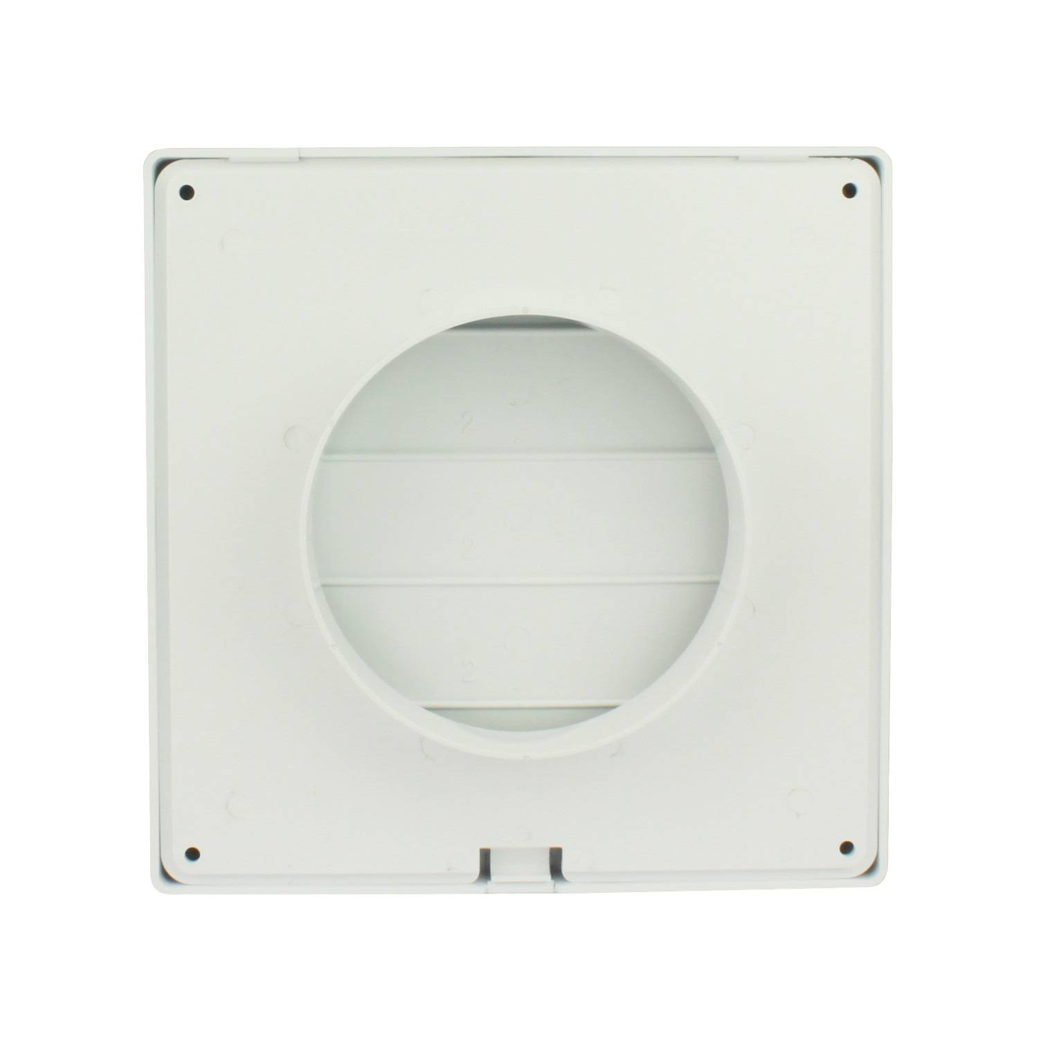 Lüftungsgitter Lamellengitter Wetterschutz Kunststoff Abluft 170 x 170 mm eckig Ø 100 mm weiß