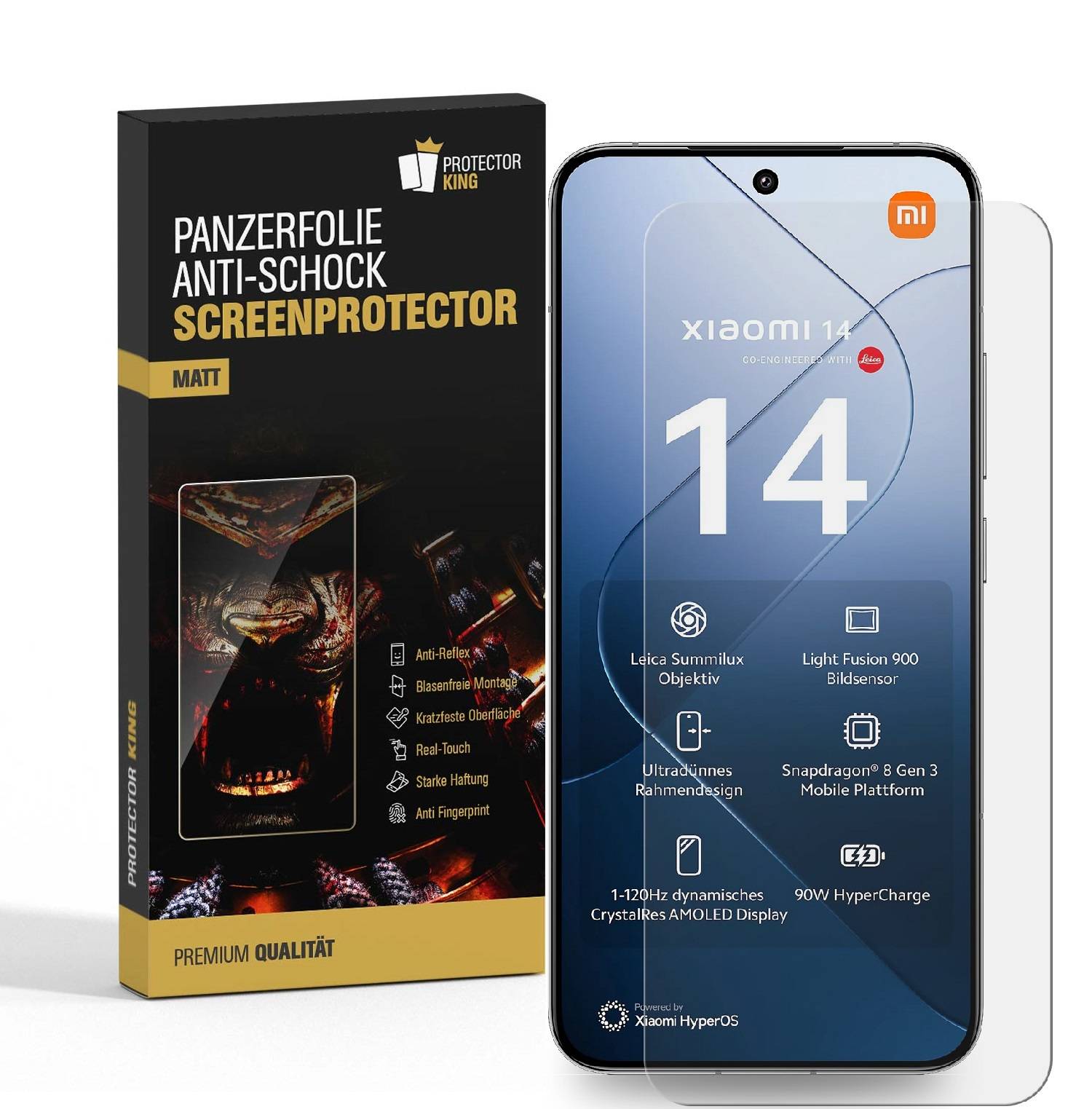 3x 9H Panzerglas für Xiaomi 14 Nano-Glass Anti-Reflex Matt Displayschutz Schutzglas Schutzfolie Panzerfolie Screen-Protector ANTI-SHOK