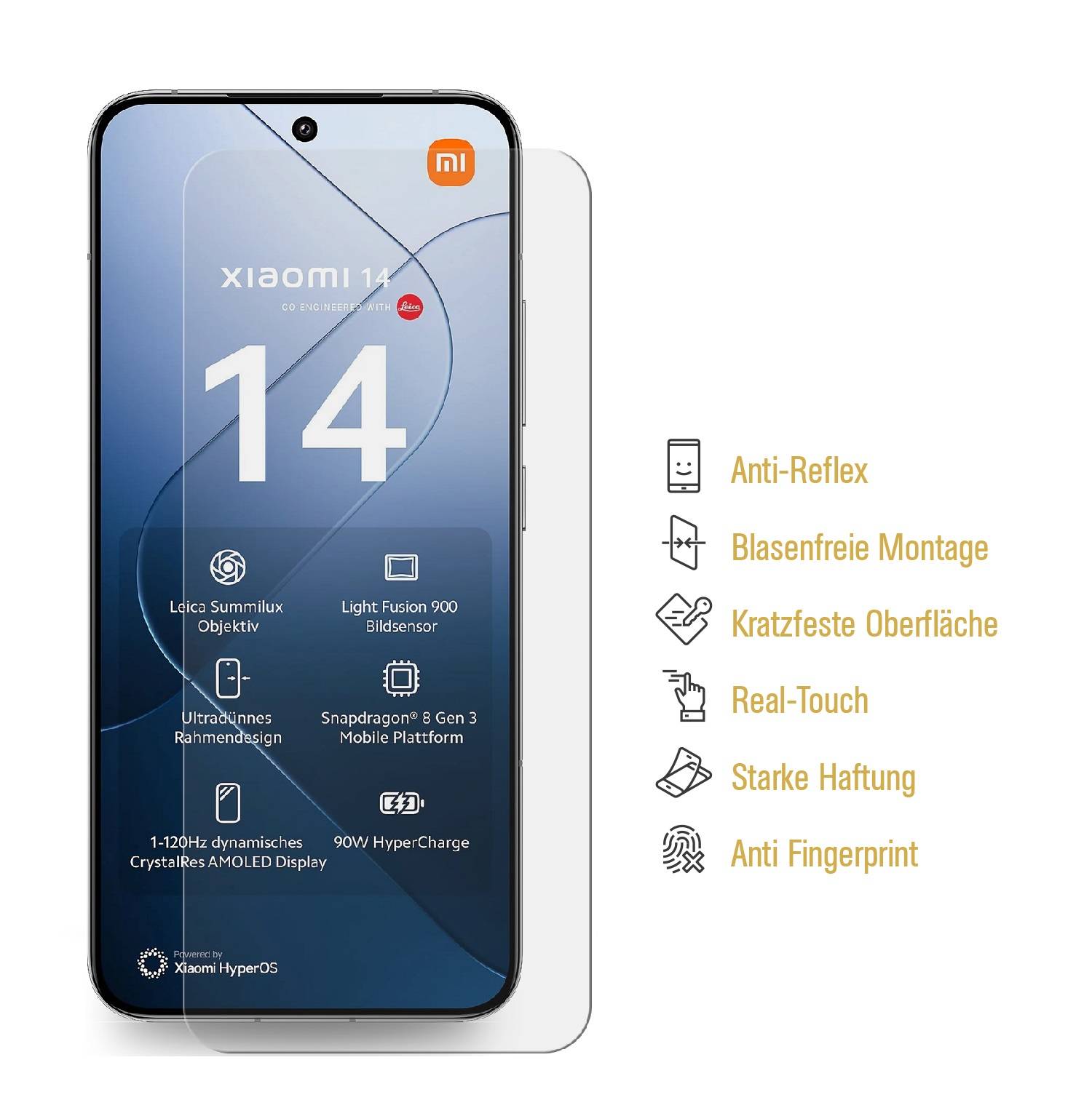 3x 9H Panzerglas für Xiaomi 14 Nano-Glass Anti-Reflex Matt Displayschutz Schutzglas Schutzfolie Panzerfolie Screen-Protector ANTI-SHOK