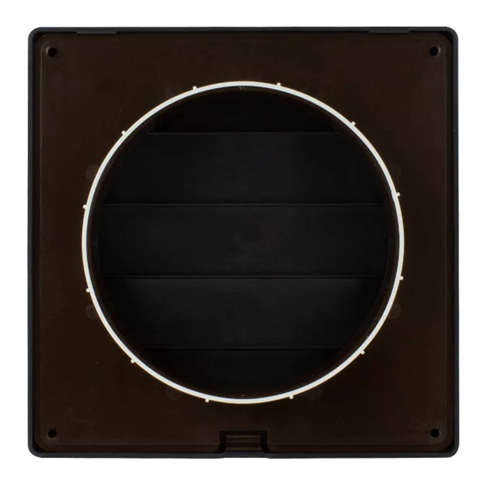 Lüftungsgitter Lamellengitter Wetterschutz Kunststoff Abluft 170 x 170 mm eckig Ø 125 mm braun