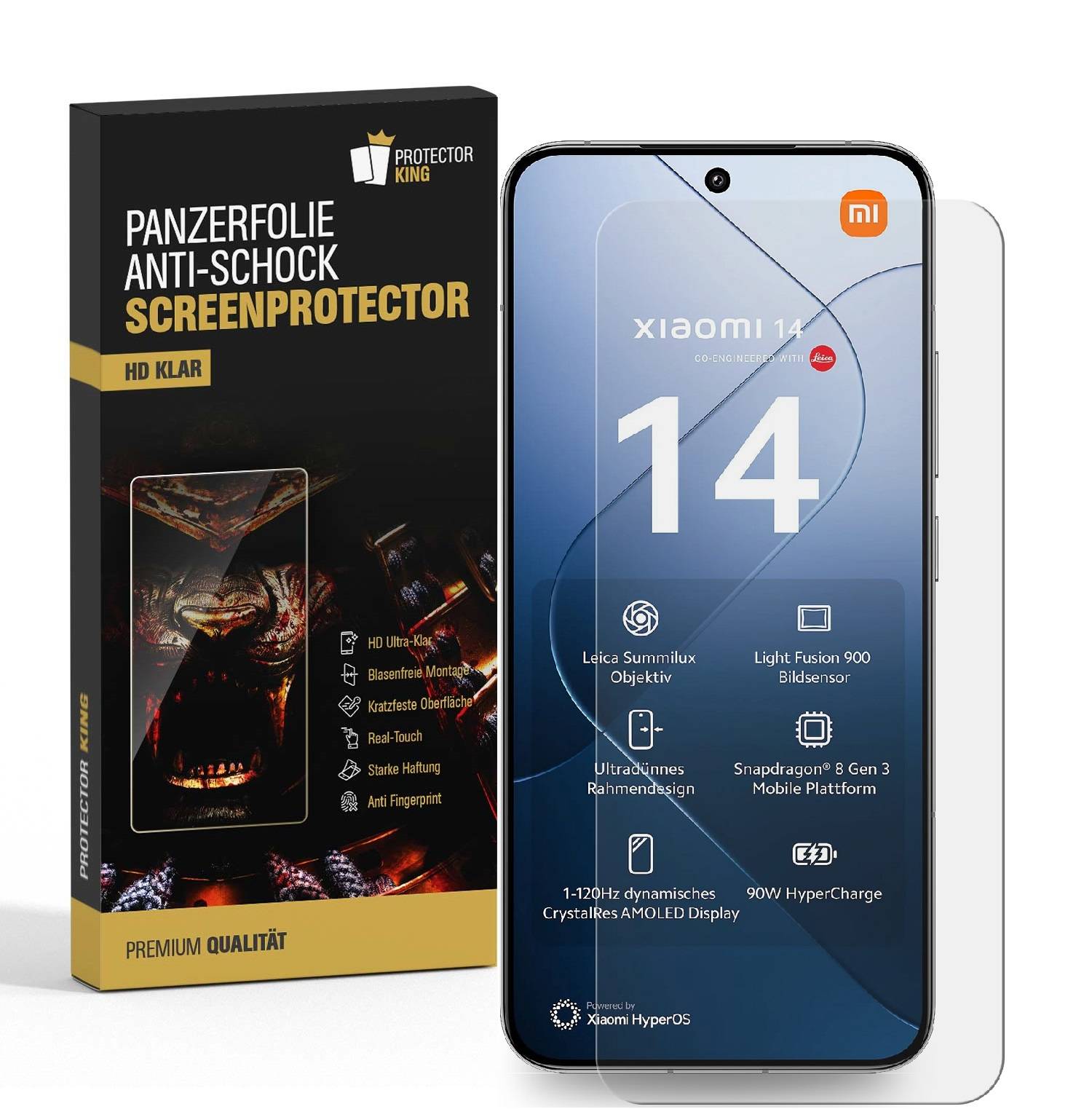 5x 9H Panzerglas für Xiaomi 14 3D KLAR Nano-Glass Displayschutz Schutzglas Schutzfolie Panzerfolie Screen-Protector ANTI-SHOK ANTI-BRUCH-ANTI-STOß