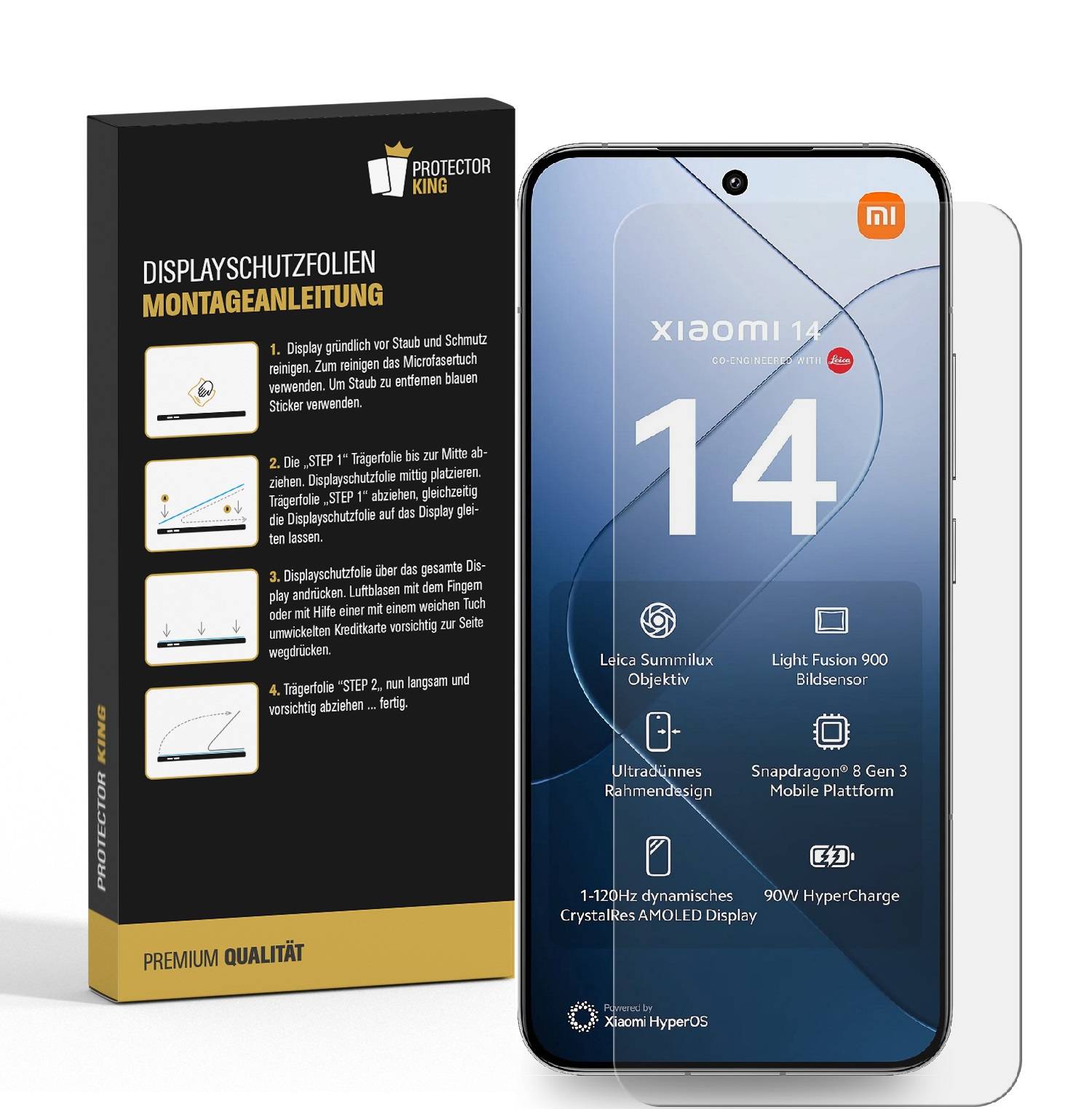 4x 9H Panzerglas für Xiaomi 14 3D KLAR Nano-Glass Displayschutz Schutzglas Schutzfolie Panzerfolie Screen-Protector ANTI-SHOK ANTI-BRUCH-ANTI-STOß