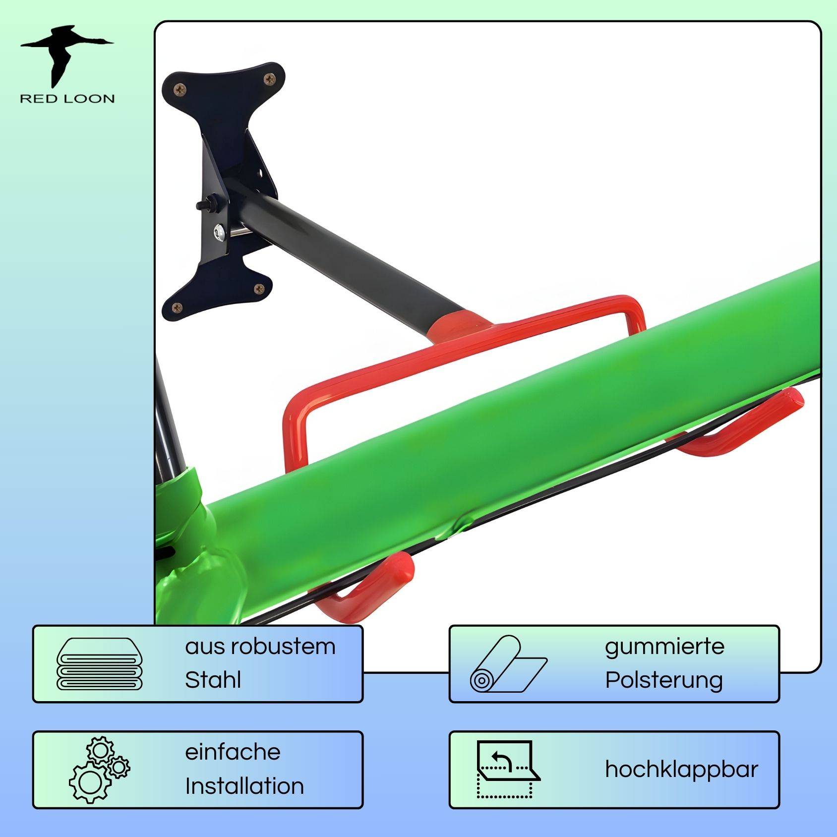 Red Loon Fahrrad Wandhalterung - klappbare Fahrradhalter - 25kg Tragfähigkeit - Fahrrad Aufhängung Wand - Fahrradhalterung Wand für Garage Keller