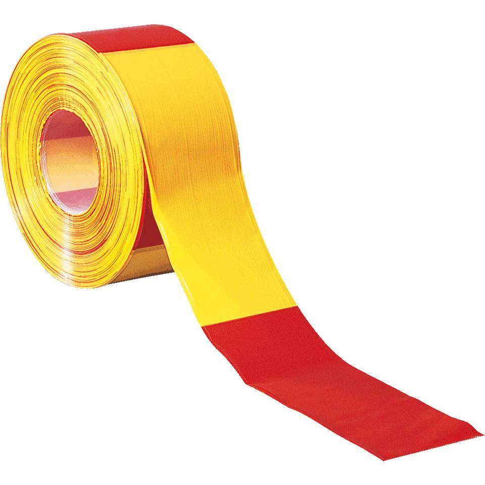 Absperrband Super, gelb/rot geblockt, Polyethylen, 80mm, 500m/Rolle