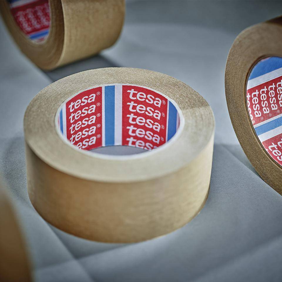 tesa® Verpackungsklebeband 60408, Papier mit Naturkautschukkleber, 50mm, 6Rollen/VE