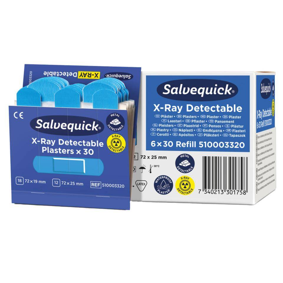 Nachfüll-Pflastersatz f.Salvequick® Pflasterspender, x-Ray detectable, blau, 180/VE