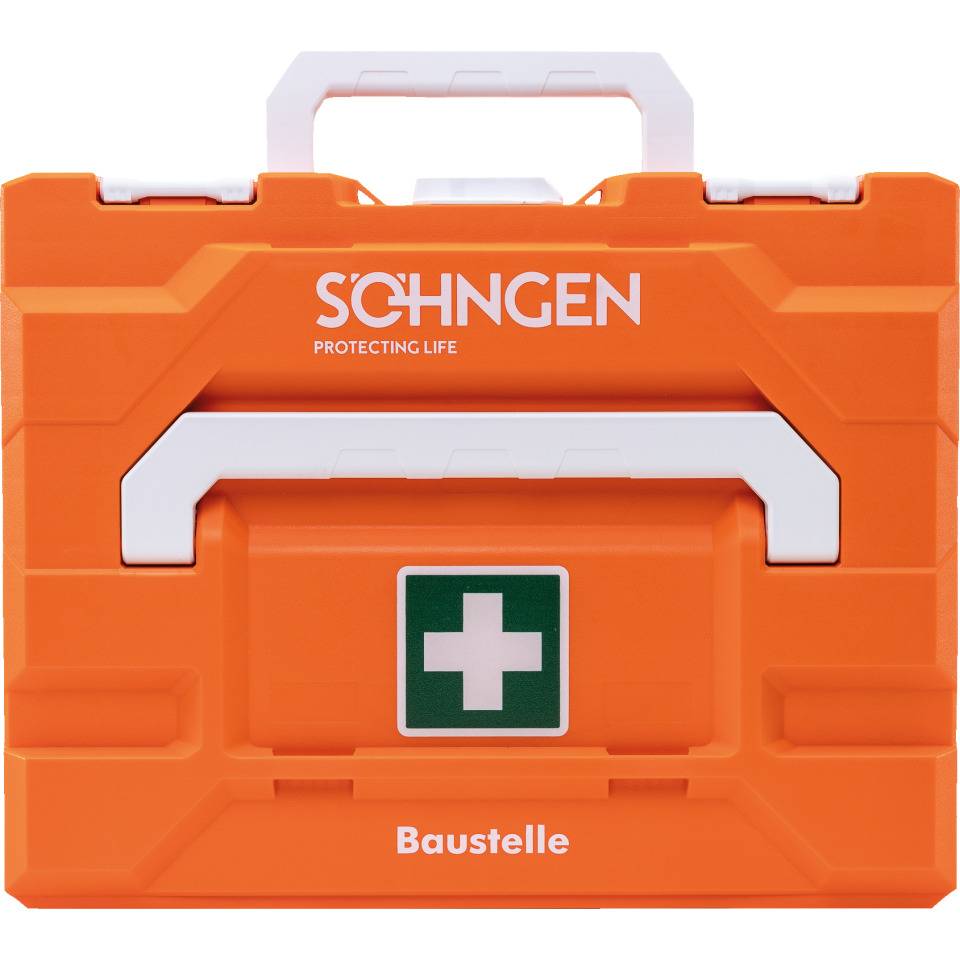 SÖHNGEN® Erste-Hilfe-Koffer metaBOX Baustelle, DIN 13157, orange, Traglast 125kg