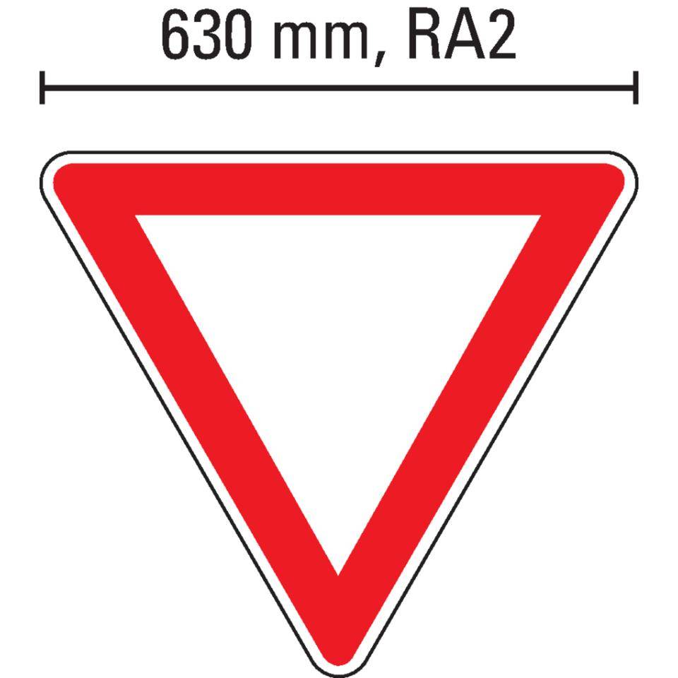Verkehrszeichen Vorfahrt gewähren!, Nr.205, Aluminium RA2, reflektierend, SL 630mm