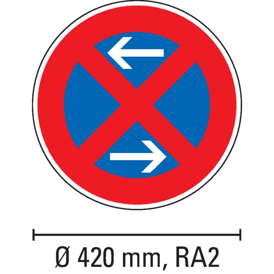 Verkehrszeichen Absolutes Haltverbot Mitte, Nr.283-30, AluminiumRA2, reflektierend, Ø 420mm