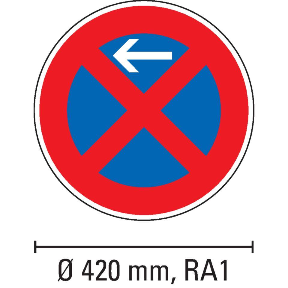 Verkehrszeichen Absolutes Haltverbot Anfang, Nr.283-10, rechts, Aluminium RA1, Ø 420mm