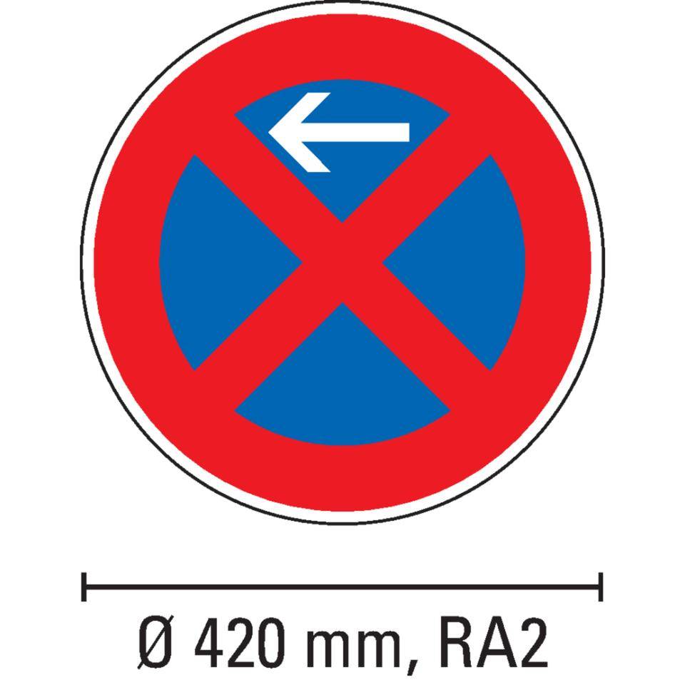 Verkehrszeichen Absolutes Haltverbot Anfang, Nr.283-10, rechts, Aluminium RA2, Ø 420mm
