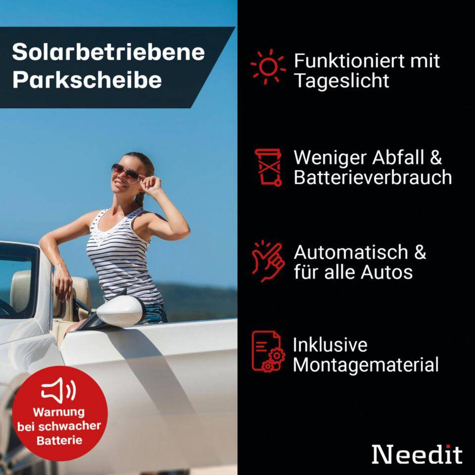 Needit Park Lite Solar, elektronische Parkscheibe, blau, StVO-Zul., 140x118mm