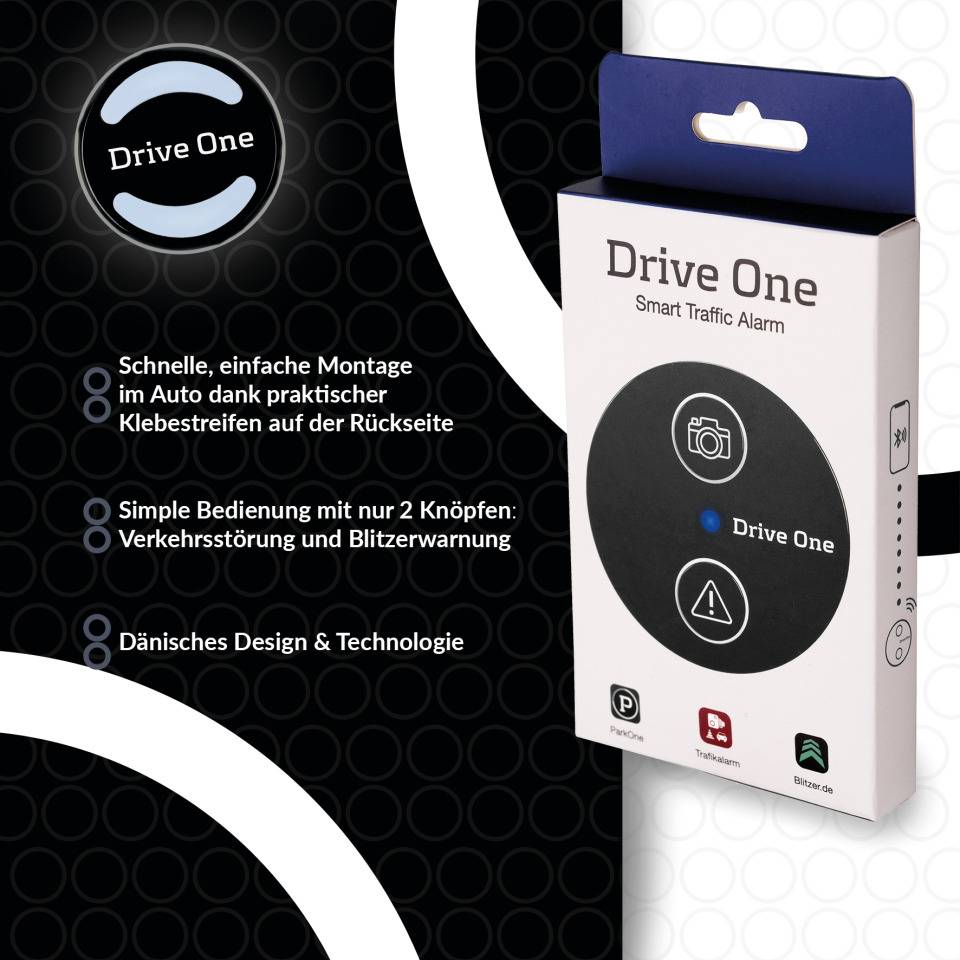 Needit Drive One Gefahren- und Radarwarner, warnt in Echtzeit, schwarz, 134x70x15mm