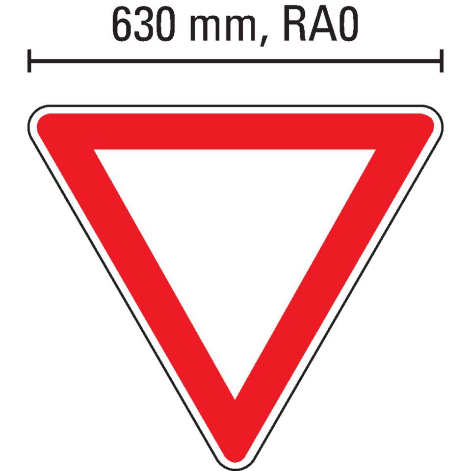 Verkehrszeichen Vorfahrt gewähren!, Nr.205, Aluminium RA0, reflektierend, SL 630mm