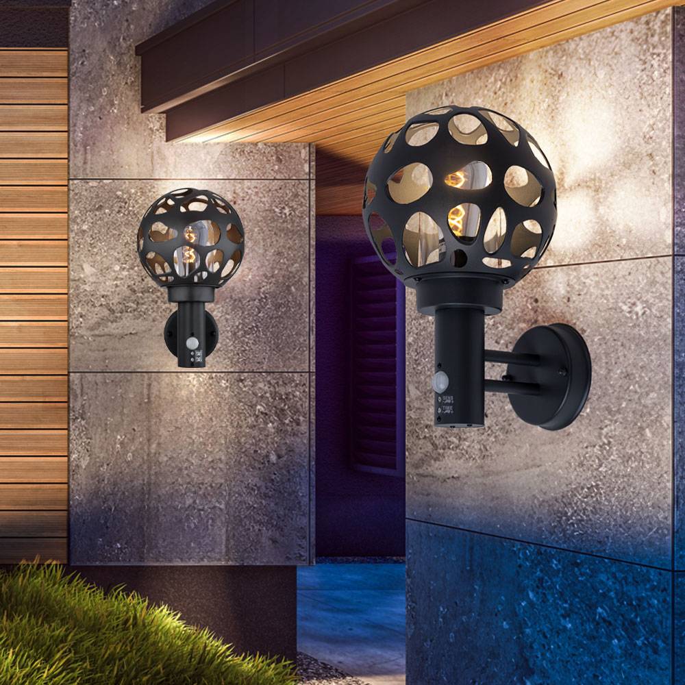 Außenlampe mit Bewegungsmelder anthrazit Wandlampe dimmbar mit Fernbedienung LED Außenwandlampe, RGB Farbwechsel, H 32,7 cm