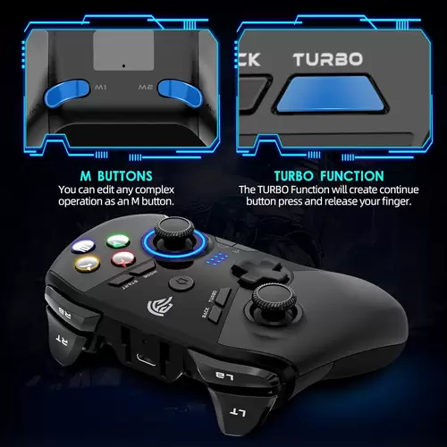 2.4G Wireless Controller Gamepad, einstellbare LED und Vibrationsfunktion, Turbo, Vier programmierbare Tasten 2.4G Wireless Controller Gamepad, einstellbare LED und Vibrationsfunktion, Turbo, Vier programmierbare Tasten