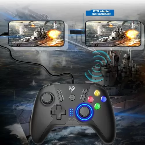 2.4G Wireless Controller Gamepad, einstellbare LED und Vibrationsfunktion, Turbo, Vier programmierbare Tasten 2.4G Wireless Controller Gamepad, einstellbare LED und Vibrationsfunktion, Turbo, Vier programmierbare Tasten