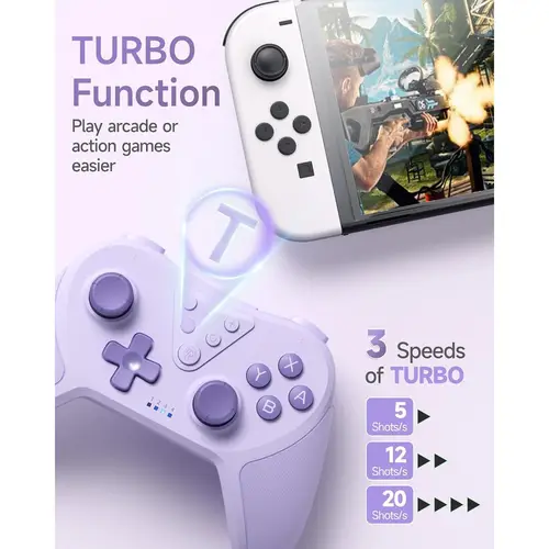Wireless Controller Switch, Bluetooth Controller, Switch Controller mit 6-Axis Motion, Aufwecken Lila Wireless Controller Switch, Bluetooth Controller, Switch Controller mit 6-Axis Motion, Aufwecken Lila