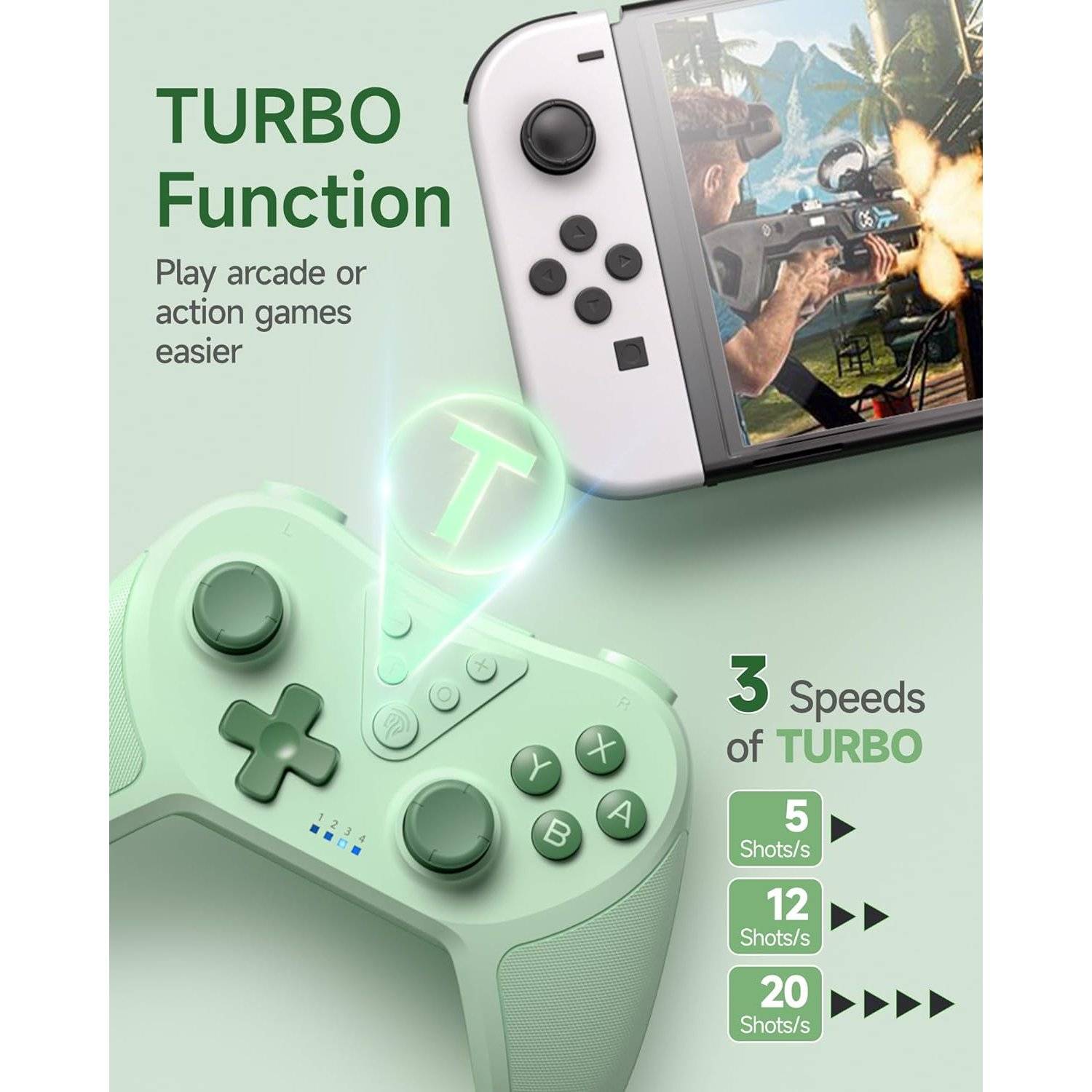Wireless Controller Switch, Bluetooth Controller, Switch Controller mit 6-Axis Motion, Aufwecken Grün