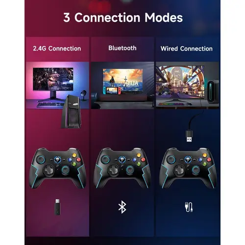 EasySMX 9013 Pro Bluetooth- und Wireless-Controller mit Hall-Trigger Blau EasySMX 9013 Pro Bluetooth- und Wireless-Controller mit Hall-Trigger Blau