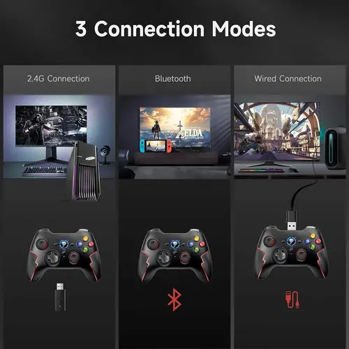 EasySMX 9013 Pro Bluetooth- und Wireless-Controller mit Hall-Trigger Rot EasySMX 9013 Pro Bluetooth- und Wireless-Controller mit Hall-Trigger Rot