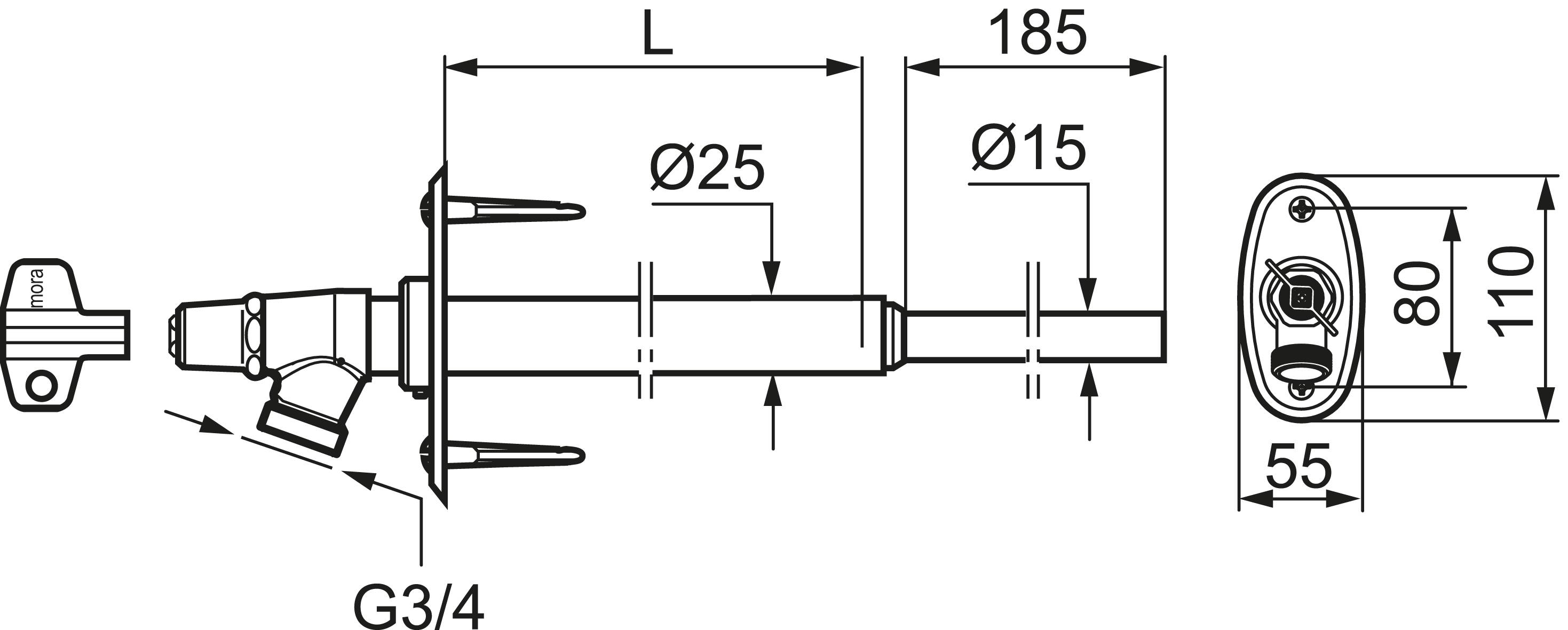 Mora Garden II Frostgeschütztes Außenwandventil 1/2" 300 mm