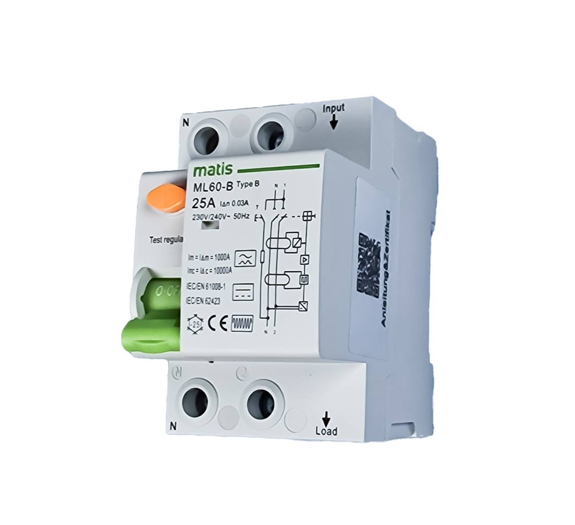 Matis FI Schutzschalter Typ B allstromsensitiv 30mA/25A 2-Pol Intertek