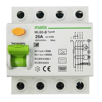 Matis FI Schutzschalter Typ B allstromsensitiv 30mA/25A 4-Pol Intertek Matis FI Schutzschalter Typ B allstromsensitiv 30mA/25A 4-Pol Intertek