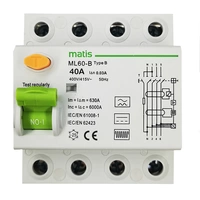 Matis FI Schutzschalter Typ B allstromsensitiv 30mA/40A 4-Pol Intertek Matis FI Schutzschalter Typ B allstromsensitiv 30mA/40A 4-Pol Intertek