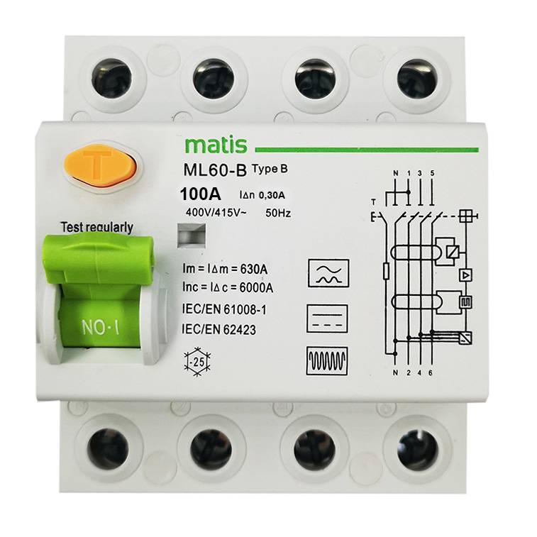 Matismart FI Schutzschalter Typ B allstromsensitiv 300mA/100A 4-Pol Intertek