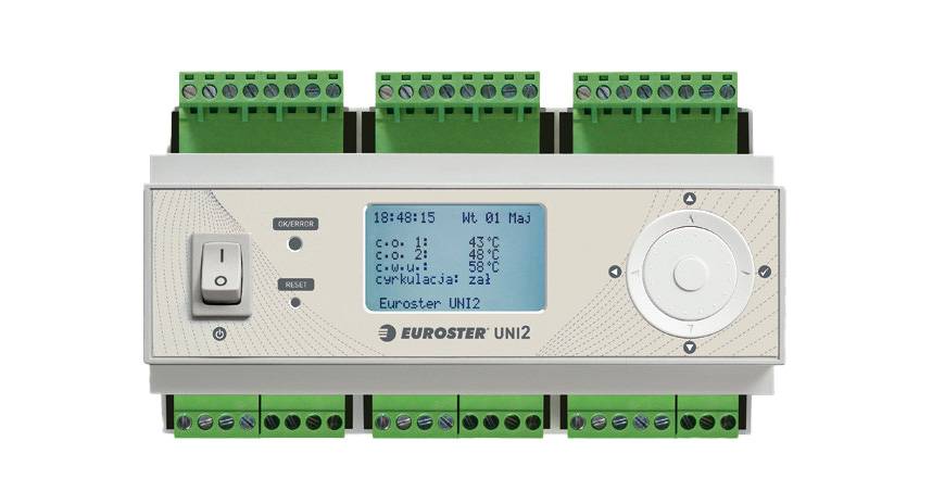 Euroster UNI 2 Heizungsregelung – 2 Heizkreise & Warmwasserspeicher, witterungsgeführt mit Wandgehäuse