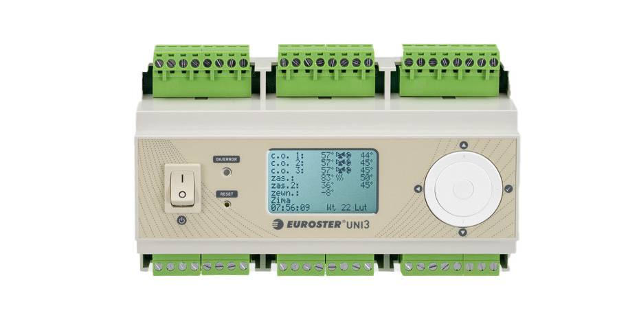 Euroster UNI 3 – Heizungsregelung für 3 Heizkreise, WW, witterungsgeführt mit Wandgehäuse