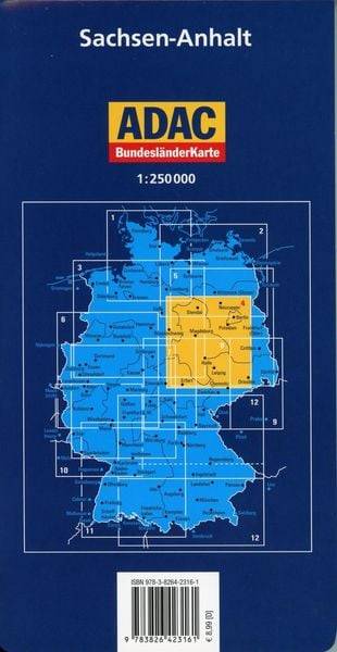 ADAC BundesländerKarte Deutschland Blatt 4 Sachsen-Anhalt 1:250 000