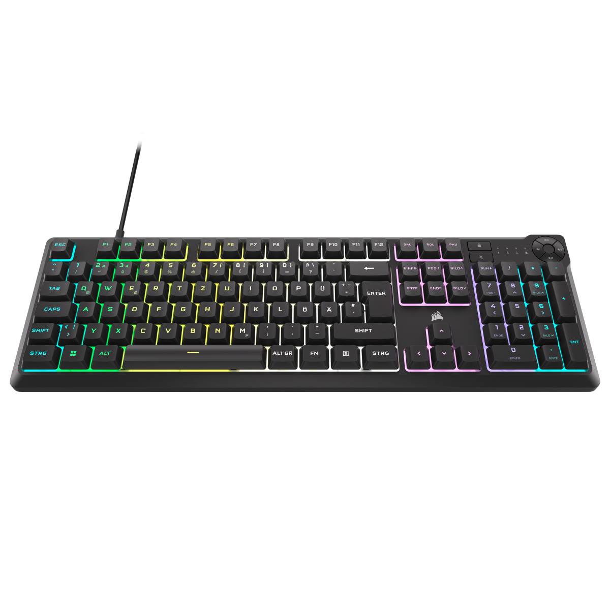 K55 Core RGB Gaming-Tastatur schwarz - Membran-Gaming-Tastatur mit 10-Zonen-RGB-Beleuchtung