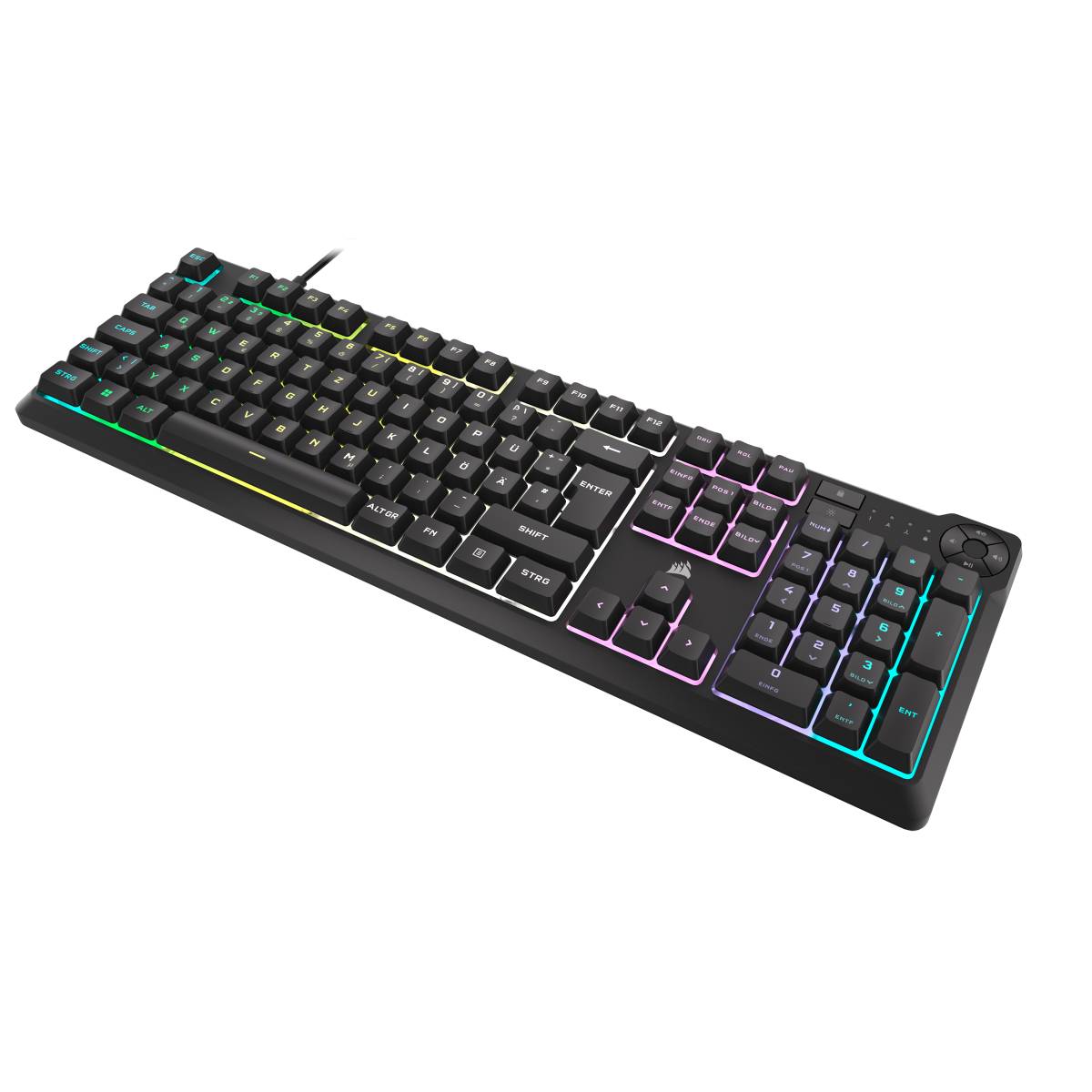 K55 Core RGB Gaming-Tastatur schwarz - Membran-Gaming-Tastatur mit 10-Zonen-RGB-Beleuchtung