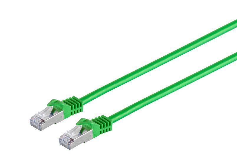 RJ45 Patchkabel S/FTP (PiMF), mit CAT 7 Rohkabel 7,5m Grün