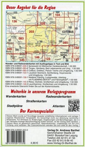 Radwander- und Wanderkarte Finsterwalde, Calau, Doberlug-Kirchhain und Umgebung 1:50 000