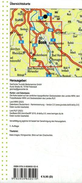 Bonn, Siebengebirge und Kottenforst Blatt 22 topographische Wanderkarte 1:25.000