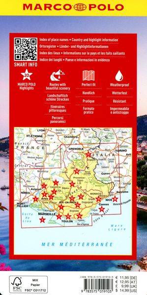 MARCO POLO Reisekarte Provence-Alpes-Côte d'Azur 1:275.000