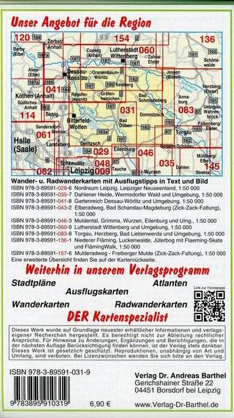 Radwander- und Wanderkarte Naturpark Dübener Heide und Umgebung 1 : 50 000