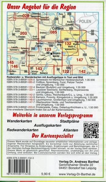 Fürst-Pückler-Park, Bad Mukau, Leknica, Weißwasser und Umgebung - Radwander- und Wanderkarte