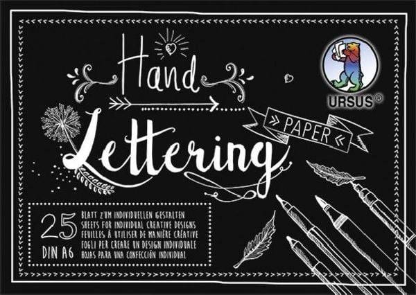 URSUS Basispapiere / Zeichen & Künstlerbedarf Handlettering-Block/Tonkarton 200 g/m², DIN A6, 25 Blatt, Farbe Schwarz