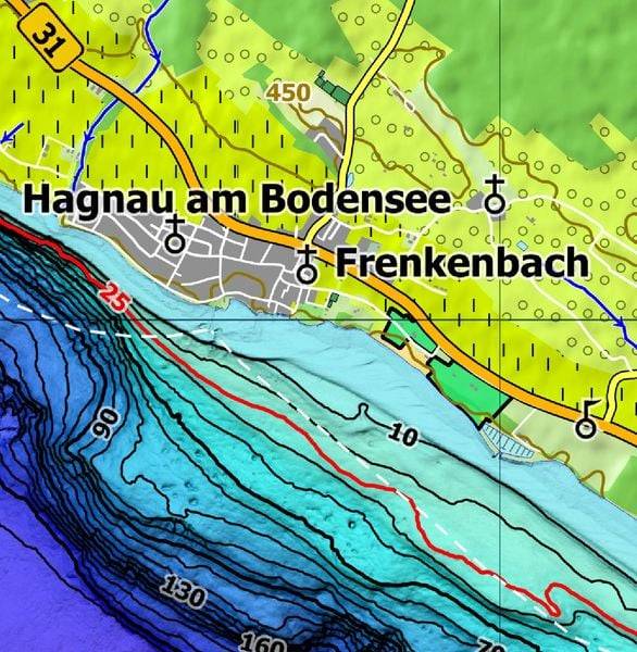 Bodensee Tiefenrelief 1 : 75 000. Poster