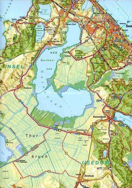 Rad- und Wanderkarte Heringsdorf, Ahlbeck, Bansin - Die Kaiserbäder und Swinemünde