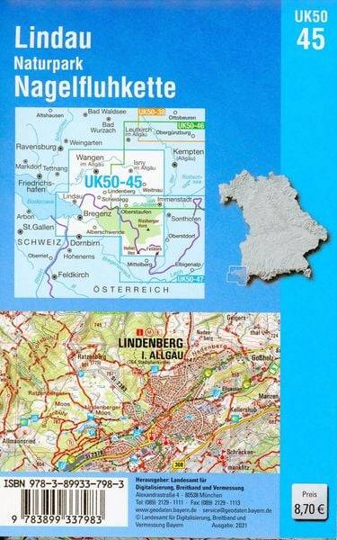 Lindau, Naturpark Nagelfluhkette 1:50000 (UK50-45)