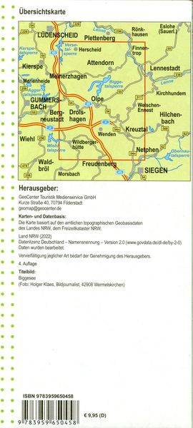 Biggesee - Südsauerland 1:25.000 Blatt 14, topographische Wanderkarte NRW