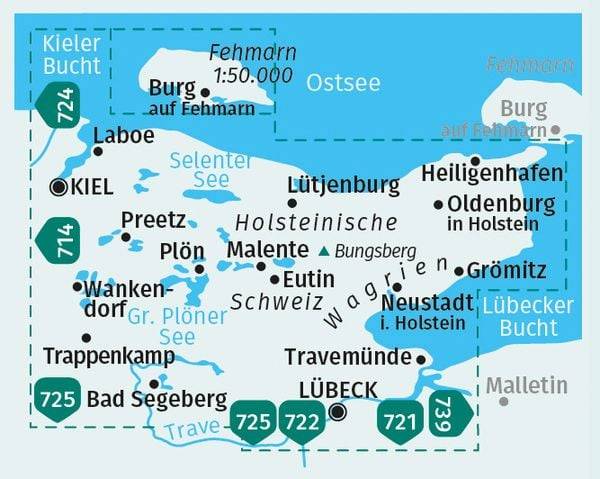 KOMPASS Wanderkarten-Set 740 Holsteinische Schweiz, Fehmarn (2 Karten) 1:40.000
